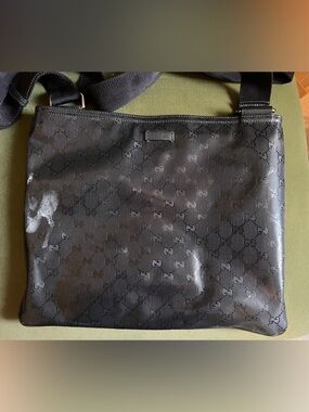 Gucci Black Monogram Messenger Bag